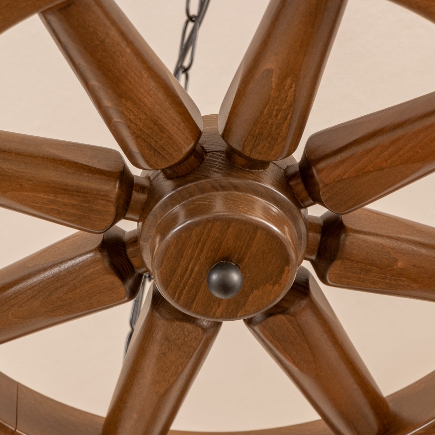 Brilagi - Lampadario a catena ROATA 5xE14/40W/230V Ø 70 cm faggio/noce