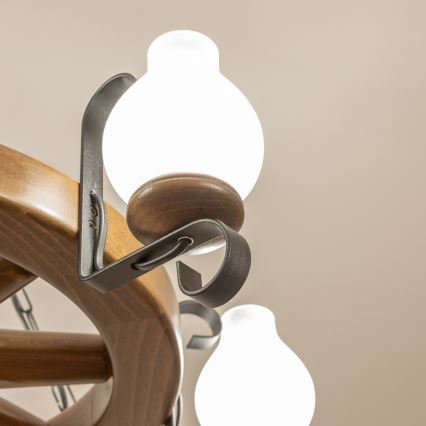 Brilagi - Lampadario a catena ROATA 6xE14/40W/230V Ø 70 cm faggio/noce