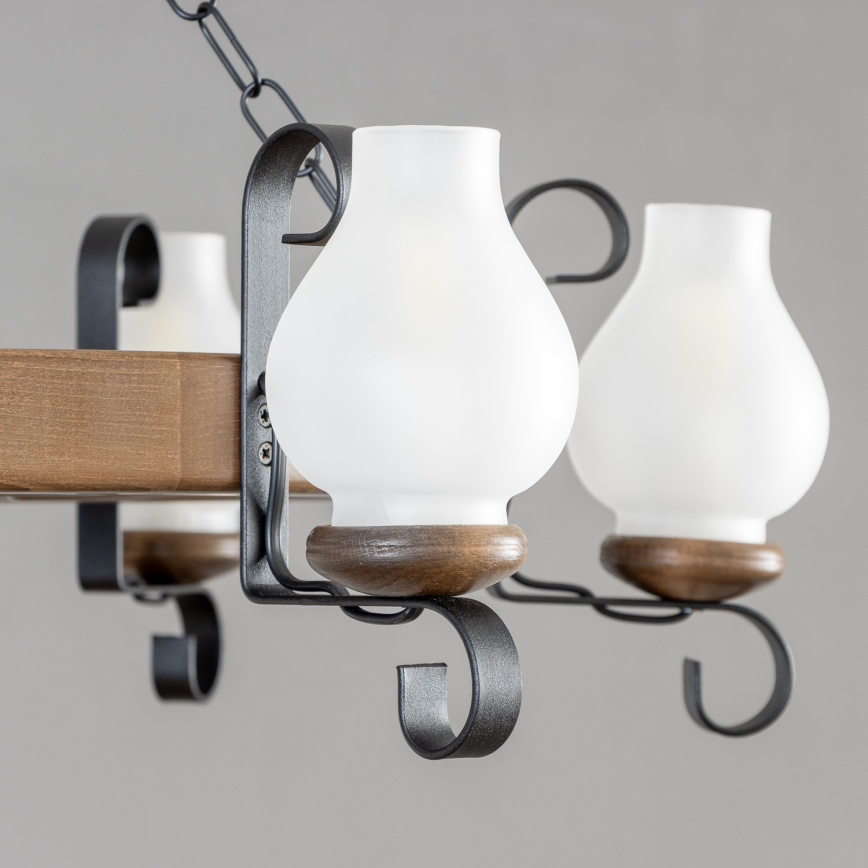 Brilagi - Lampadario a catena ROATA 6xE14/40W/230V Ø 70 cm faggio/noce