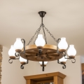 Brilagi - Lampadario a catena ROATA 8xE14/40W/230V Ø 70 cm faggio