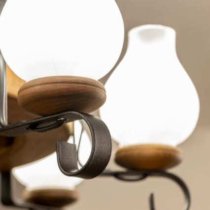 Brilagi - Lampadario a catena ROATA 8xE14/40W/230V Ø 70 cm faggio