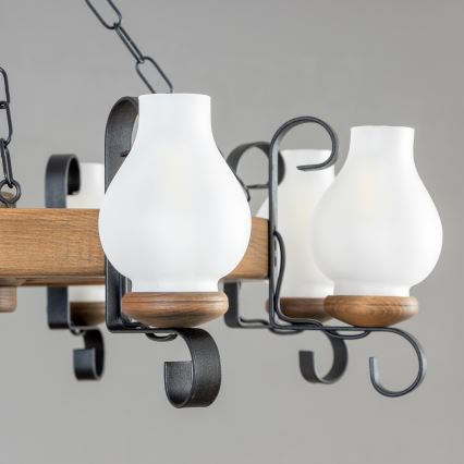 Brilagi - Lampadario a catena ROATA 8xE14/40W/230V Ø 70 cm faggio