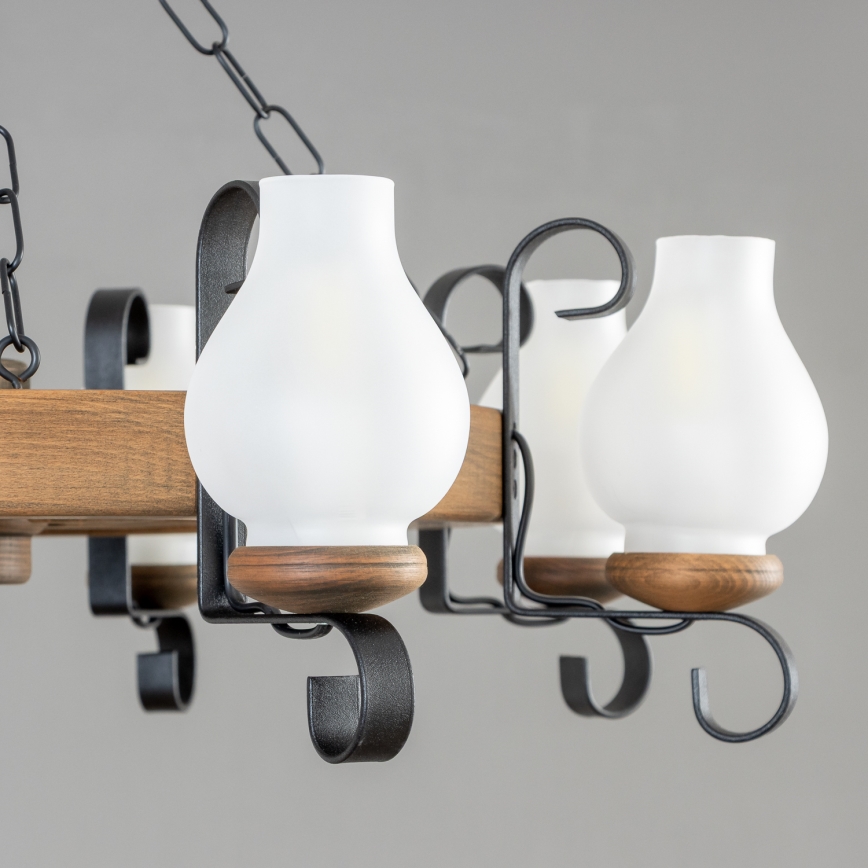 Brilagi - Lampadario a catena ROATA 8xE14/40W/230V Ø 70 cm faggio