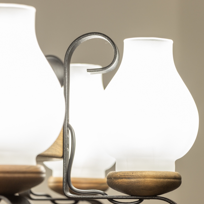 Brilagi - Lampadario a catena ROATA 8xE14/40W/230V Ø 70 cm faggio