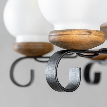 Brilagi - Lampadario a catena ROATA 8xE14/40W/230V Ø 70 cm faggio