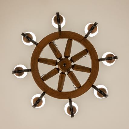 Brilagi - Lampadario a catena ROATA 8xE14/40W/230V Ø 70 cm faggio