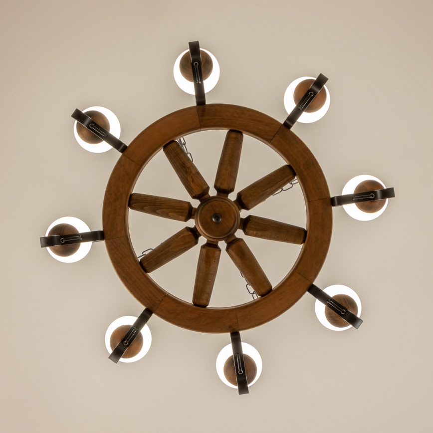 Brilagi - Lampadario a catena ROATA 8xE14/40W/230V Ø 70 cm faggio