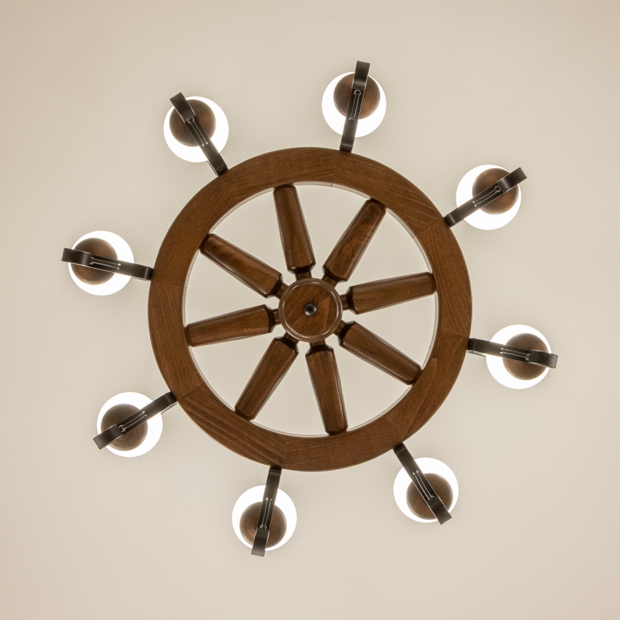 Brilagi - Lampadario a catena ROATA 8xE14/40W/230V Ø 70 cm faggio/noce