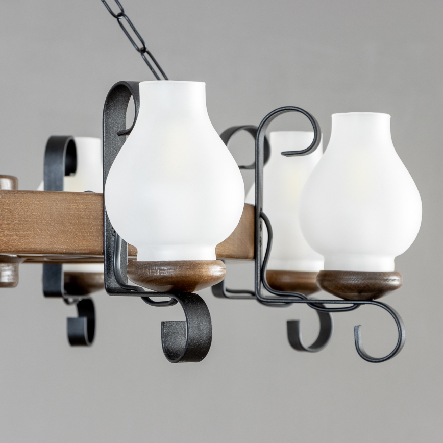 Brilagi - Lampadario a catena ROATA 8xE14/40W/230V Ø 70 cm faggio/noce