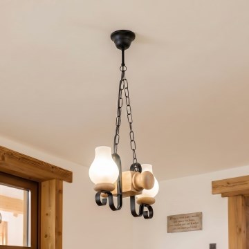 Brilagi - Lampadario a catena RUSTIC 2xE14/40W/230V rovere