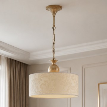 Brilagi - Lampadario a catena SAPHIRE 1xE27/15W/230V crema/oro/patina