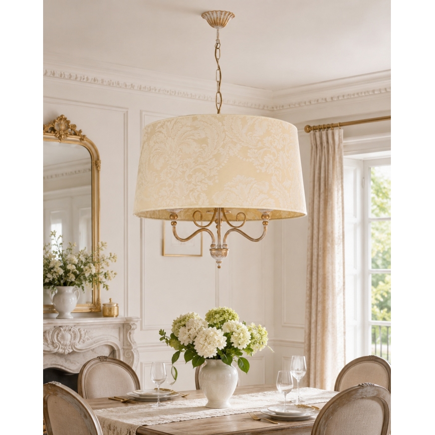 Brilagi - Lampadario a catena SONIA 3xE27/15W/230V Ø 56 cm crema/patina