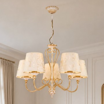 Brilagi - Lampadario a catena SONIA 5xE27/15W/230V Ø 64 cm crema/patina