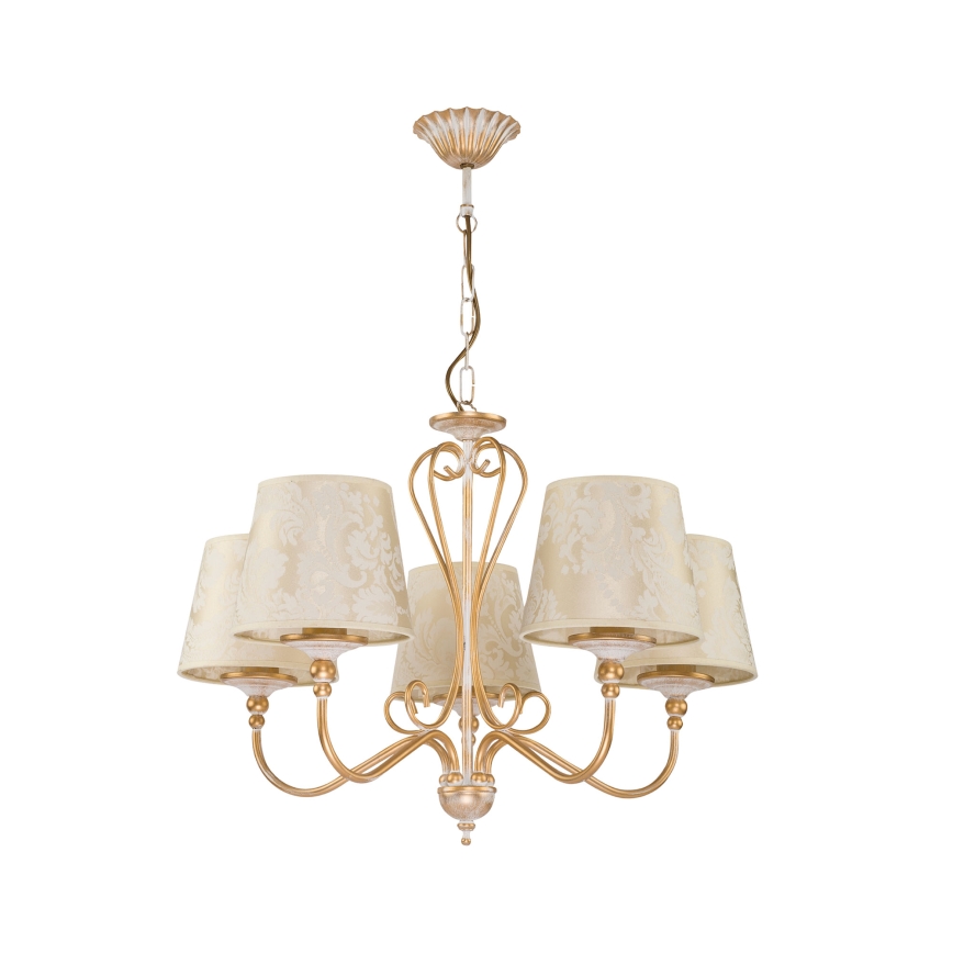 Brilagi - Lampadario a catena SONIA 5xE27/15W/230V Ø 64 cm crema/patina