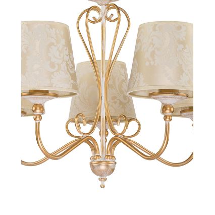 Brilagi - Lampadario a catena SONIA 5xE27/15W/230V Ø 64 cm crema/patina