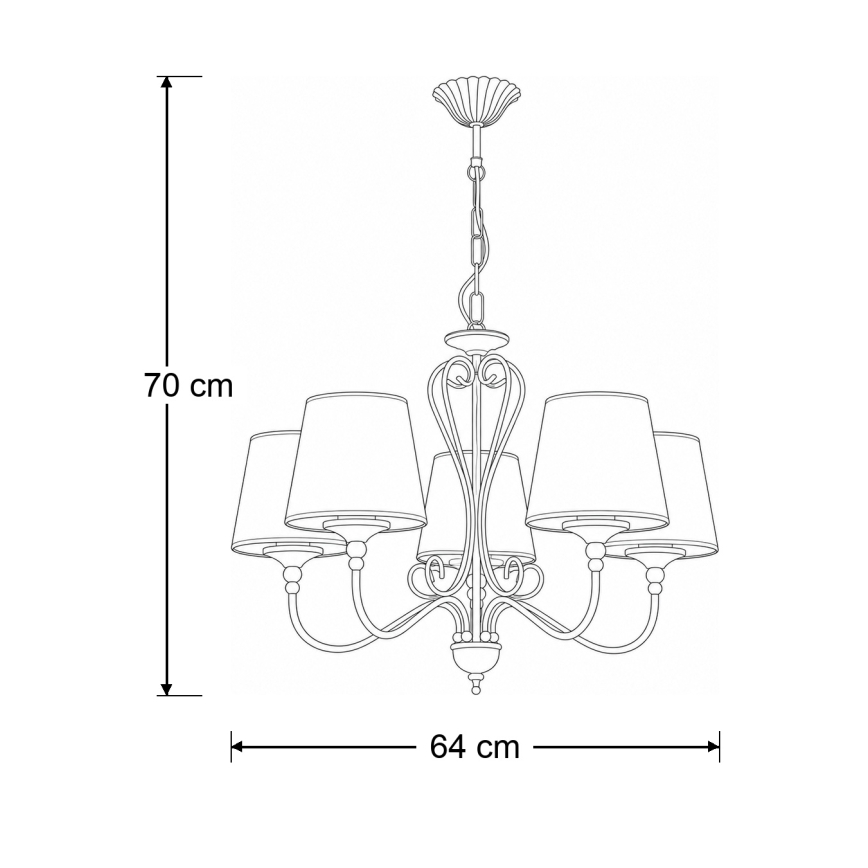 Brilagi - Lampadario a catena SONIA 5xE27/15W/230V Ø 64 cm crema/patina
