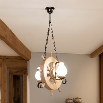 Brilagi - Lampadario a catena TIMONA 2xE14/40W/230V rovere