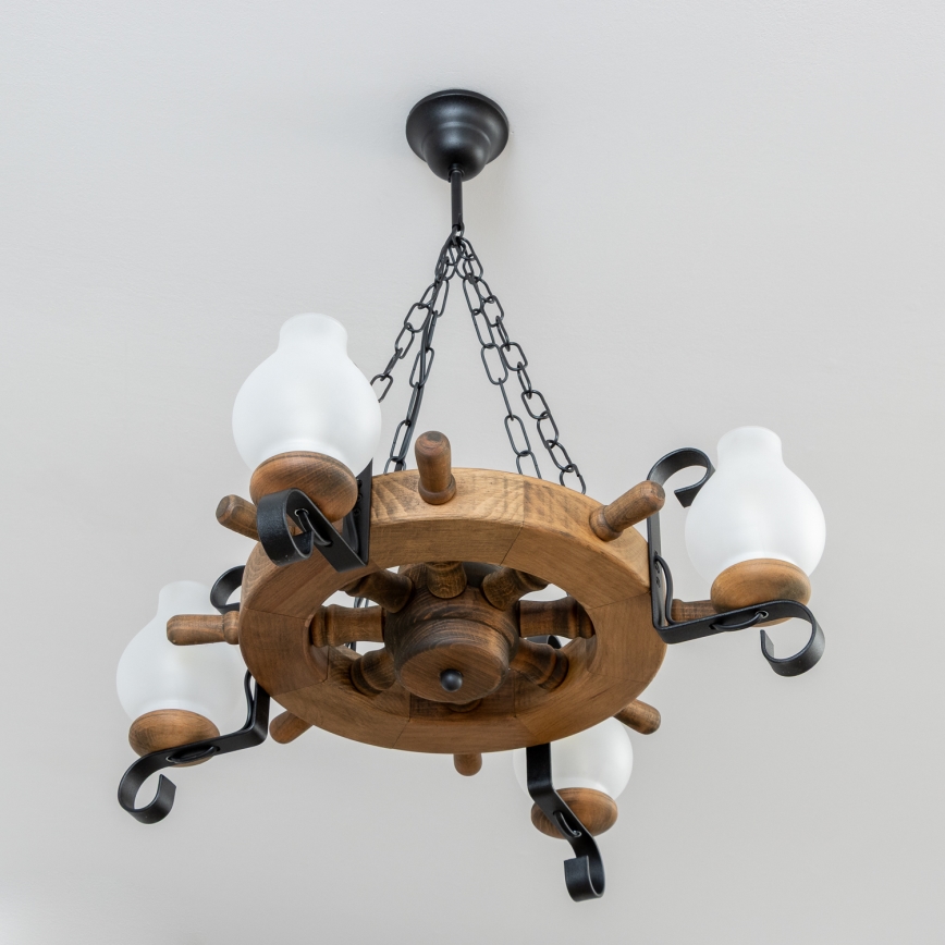 Brilagi - Lampadario a catena TIMONA 4xE14/40W/230V Ø 50 cm faggio