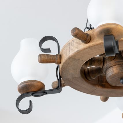 Brilagi - Lampadario a catena TIMONA 4xE14/40W/230V Ø 50 cm faggio