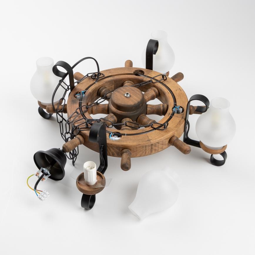 Brilagi - Lampadario a catena TIMONA 4xE14/40W/230V Ø 50 cm faggio