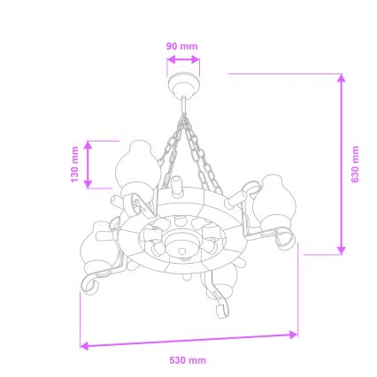 Brilagi - Lampadario a catena TIMONA 4xE14/40W/230V Ø 50 cm faggio