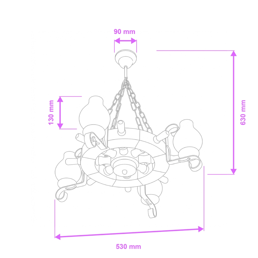 Brilagi - Lampadario a catena TIMONA 4xE14/40W/230V Ø 50 cm faggio
