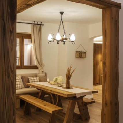 Brilagi - Lampadario a catena TIMONA 4xE14/40W/230V Ø 50 cm faggio/noce