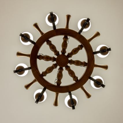 Brilagi - Lampadario a catena TIMONA 8xE14/40W/230V Ø 70 cm faggio/noce