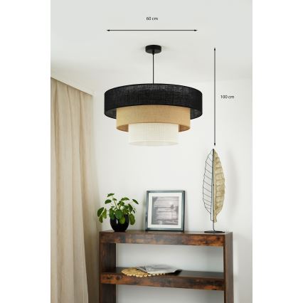Brilagi - Lampadario a cavo ASPEN LUNETA 1xE27/15W/230V diam. 60 cm nero/beige/crema