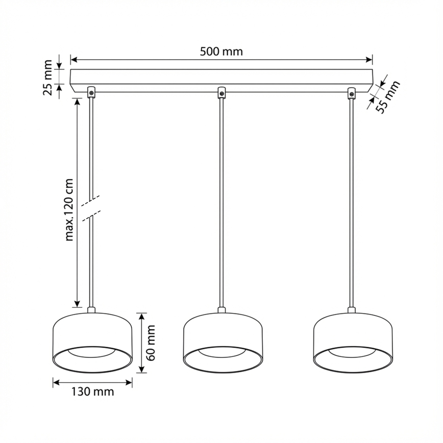 Brilagi - Lampadario a cavo AURA LUX 3xGX53/30W/230V nero/fumé