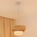 BRILAGI - Lampadario a cavo CEDAR LUNETA 1xE27/15W/230V diam. 25 cm rattan/marrone/crema