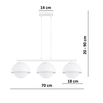 BRILAGI - Lampadario a cavo COSMO 3xE27/60W/230V bianco/oro