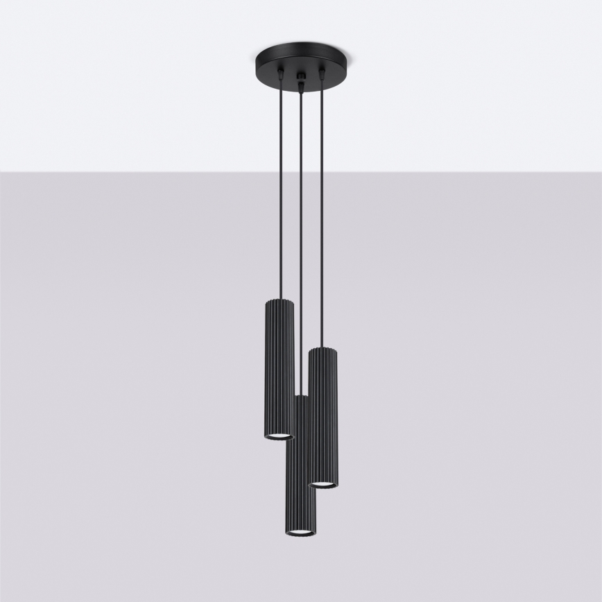 Brilagi - Lampadario a cavo CRESTO 3xGU10/10W/230V nero