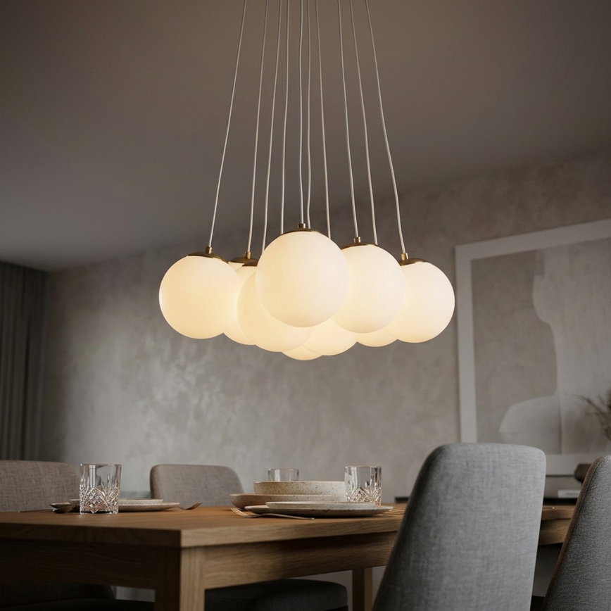 Brilagi - Lampadario a cavo GLOBE 10xE14/15W/230V bianco