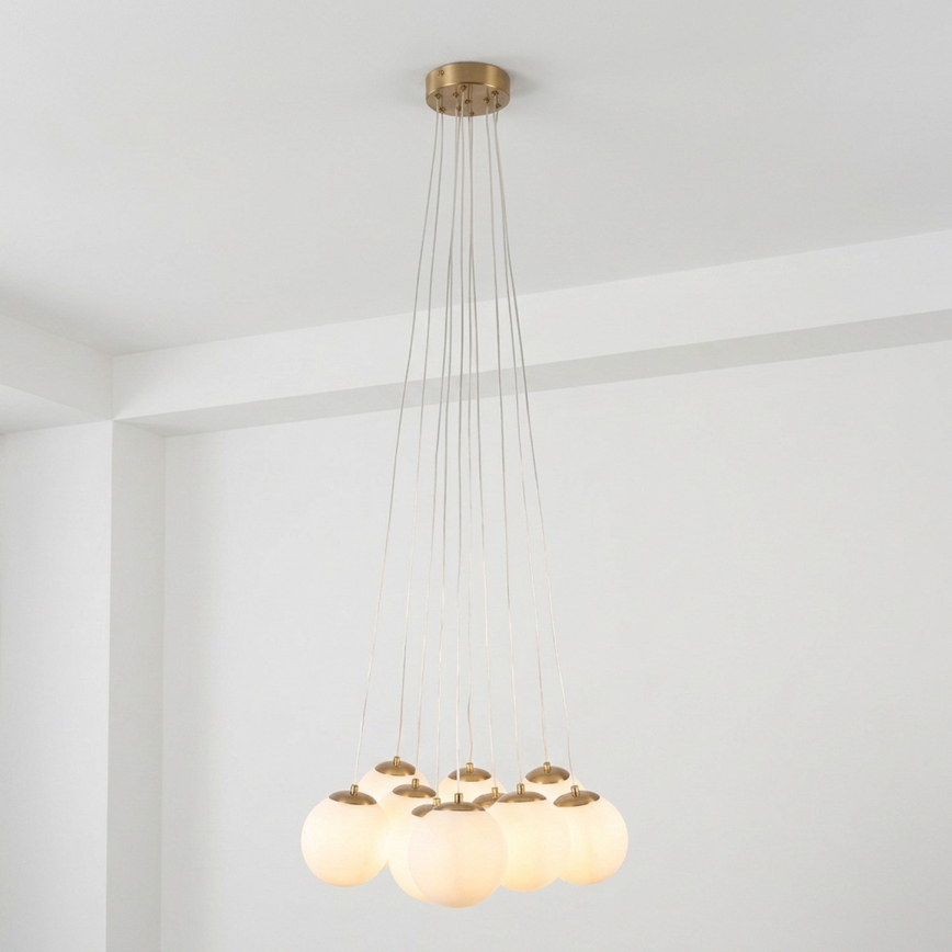 Brilagi - Lampadario a cavo GLOBE 10xE14/15W/230V bianco