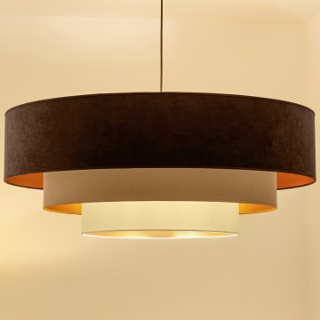 Brilagi - Lampadario a cavo LUNETA 3xE27/60W/230V Ø 80 cm marrone/beige/crema