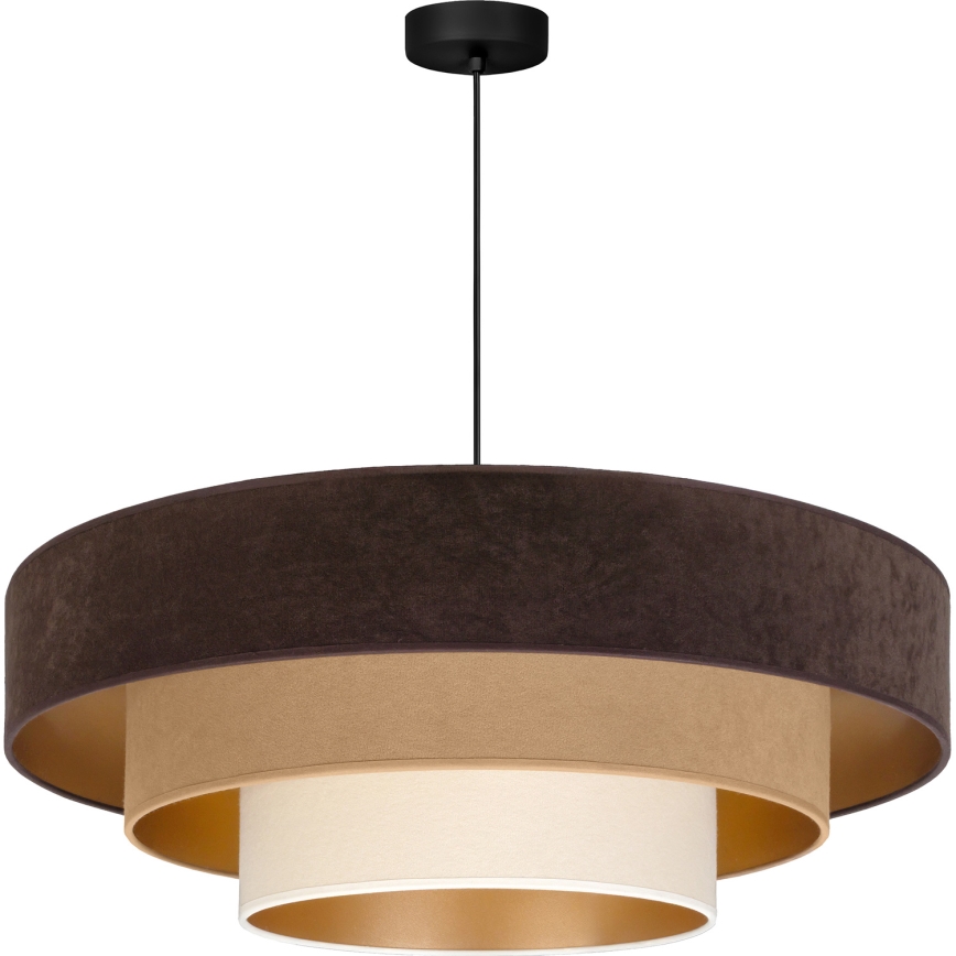 Brilagi - Lampadario a cavo LUNETA 3xE27/60W/230V Ø 80 cm marrone/beige/crema