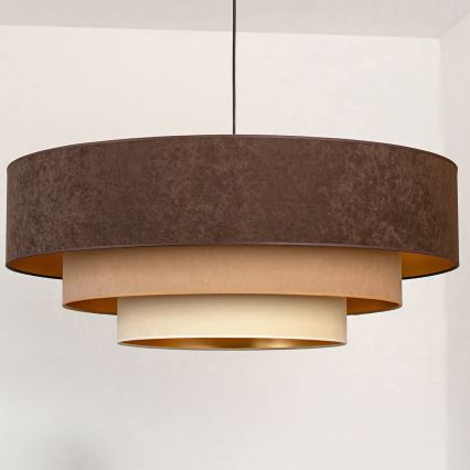 Brilagi - Lampadario a cavo LUNETA 3xE27/60W/230V Ø 80 cm marrone/beige/crema