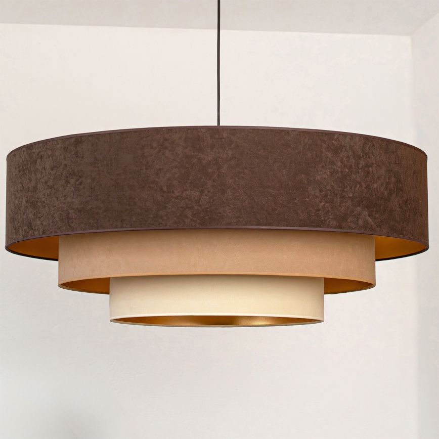 Brilagi - Lampadario a cavo LUNETA 3xE27/60W/230V Ø 80 cm marrone/beige/crema
