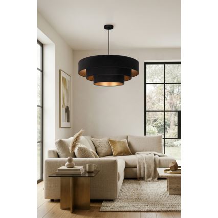 Brilagi - Lampadario a cavo LUNETA 3xE27/60W/230V Ø 80 cm nero/oro