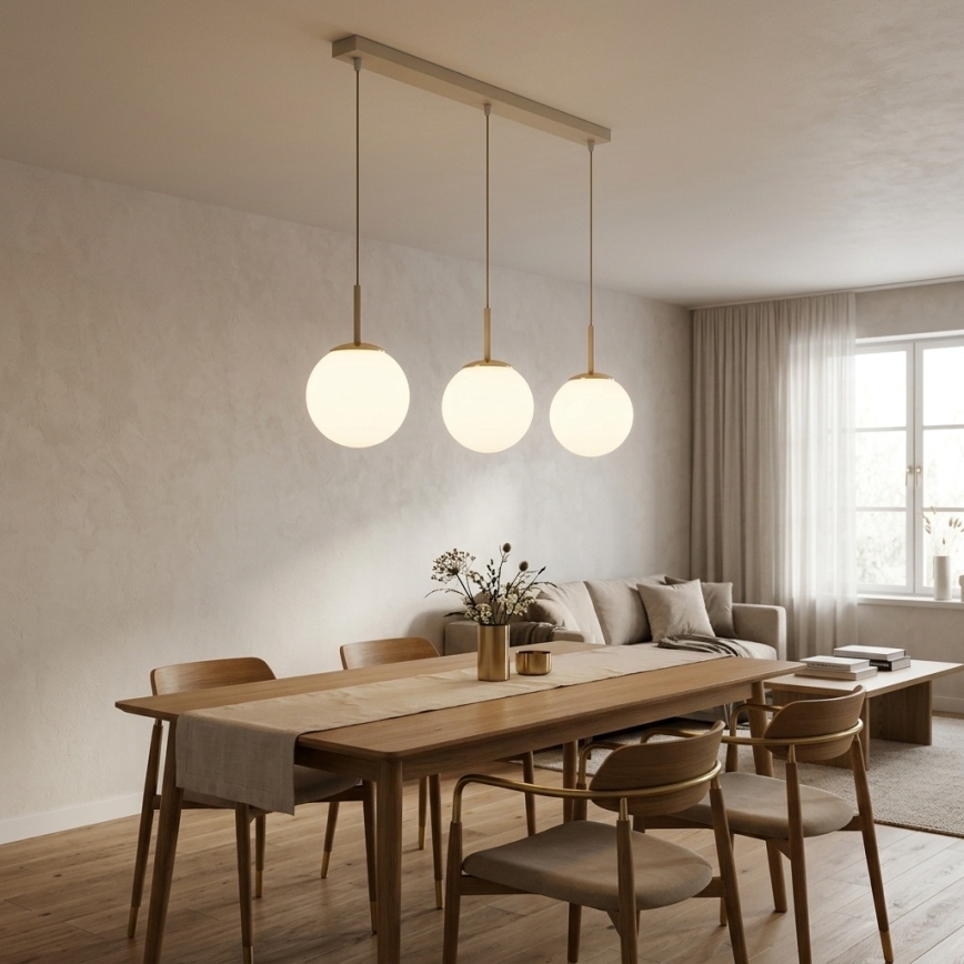 Brilagi - Lampadario a cavo MILO 3xE27/60W/230V beige/oro