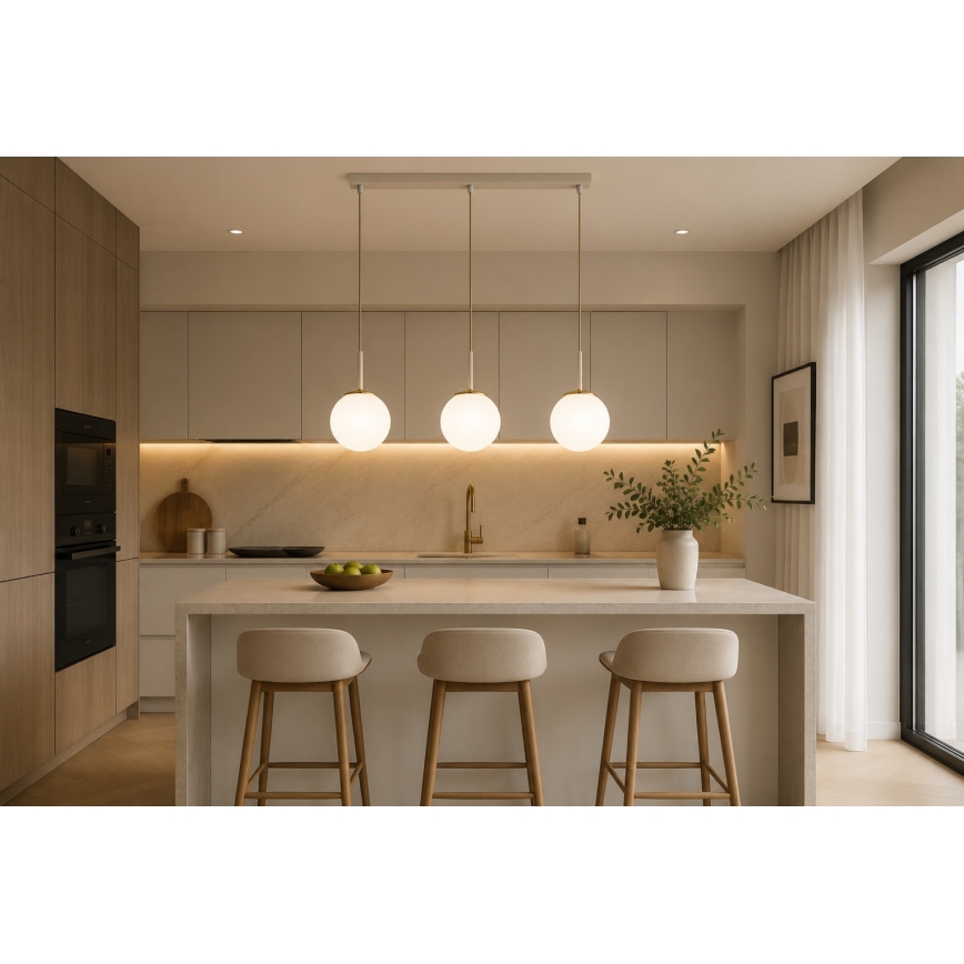 Brilagi - Lampadario a cavo MILO 3xE27/60W/230V beige/oro