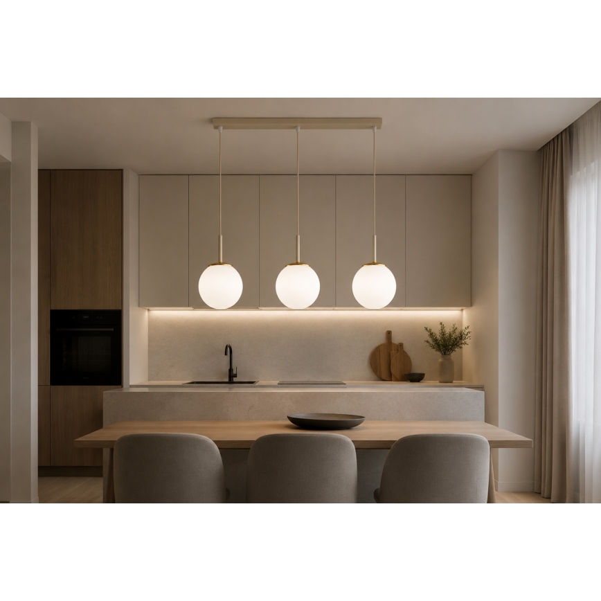 Brilagi - Lampadario a cavo MILO 3xE27/60W/230V beige/oro