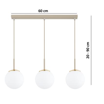 Brilagi - Lampadario a cavo MILO 3xE27/60W/230V beige/oro