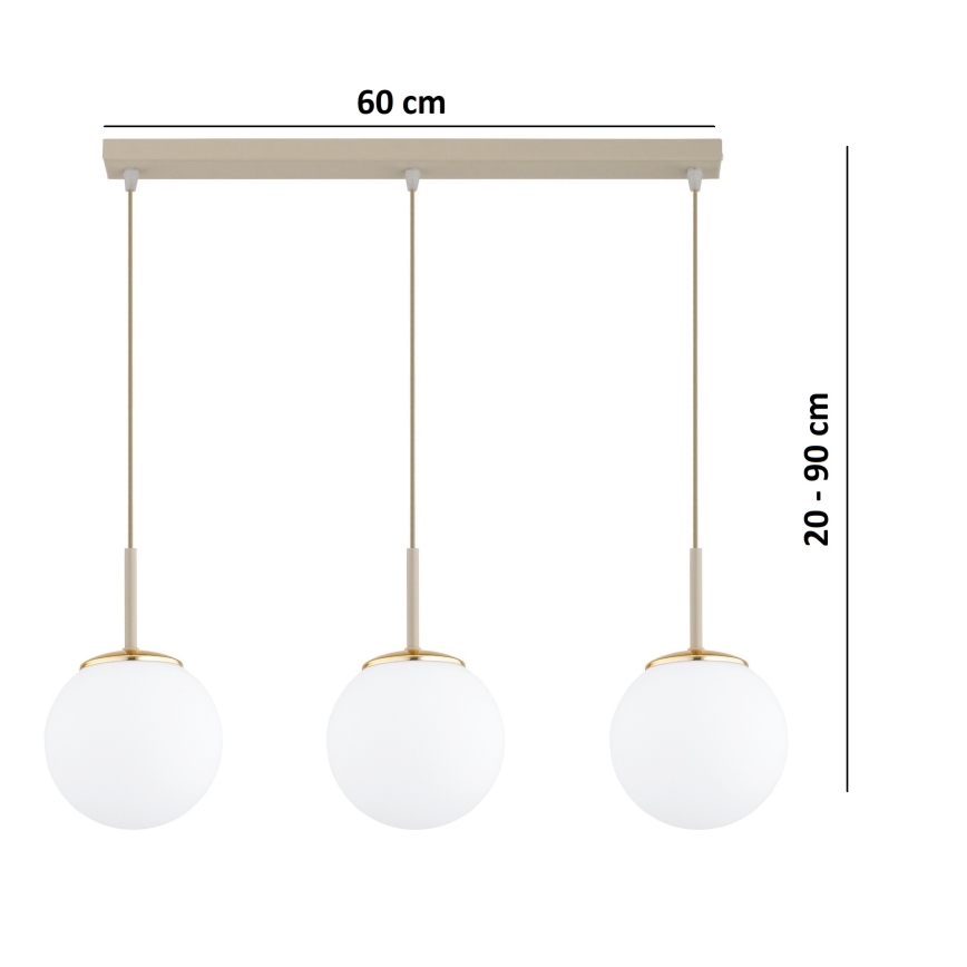 Brilagi - Lampadario a cavo MILO 3xE27/60W/230V beige/oro