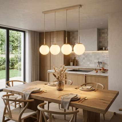 Brilagi - Lampadario a cavo MILO 4xE27/60W/230V beige/oro