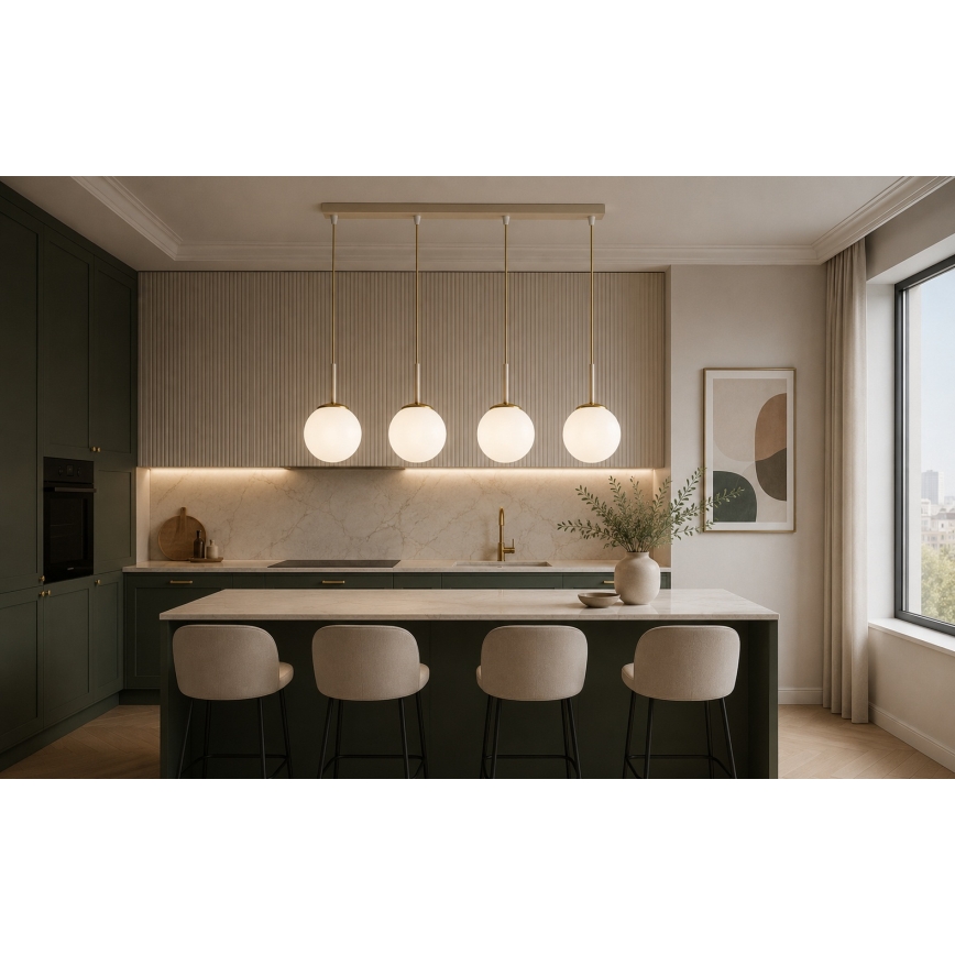 Brilagi - Lampadario a cavo MILO 4xE27/60W/230V beige/oro