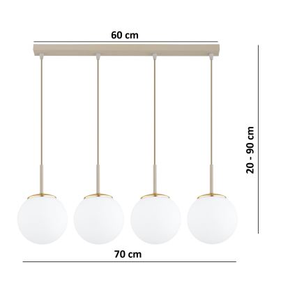 Brilagi - Lampadario a cavo MILO 4xE27/60W/230V beige/oro