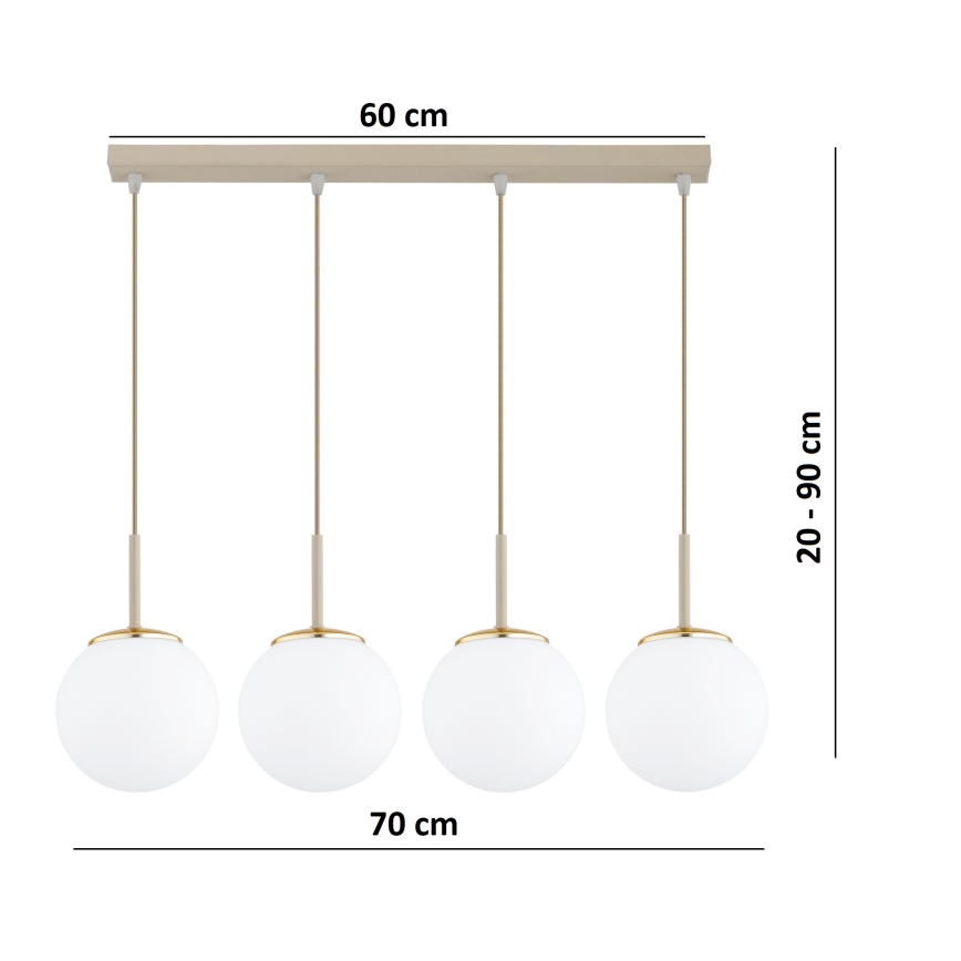 Brilagi - Lampadario a cavo MILO 4xE27/60W/230V beige/oro