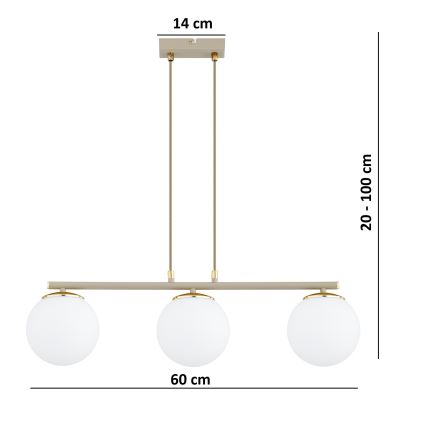 Brilagi - Lampadario a cavo MILO ECRU 3xE27/60W/230V beige/oro